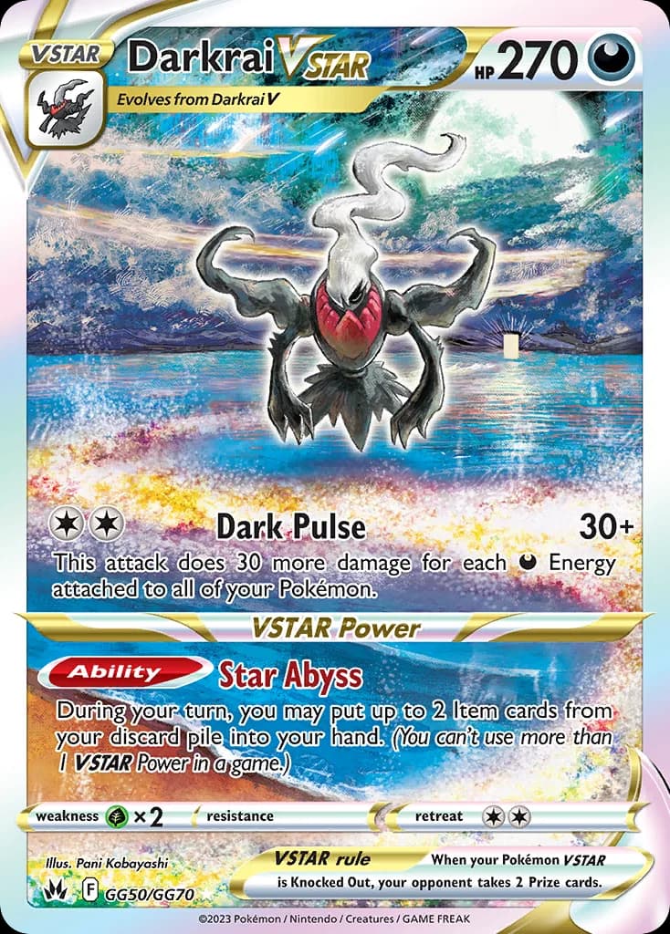 Darkrai VSTAR card front, Crown Zenith GG50/GG70