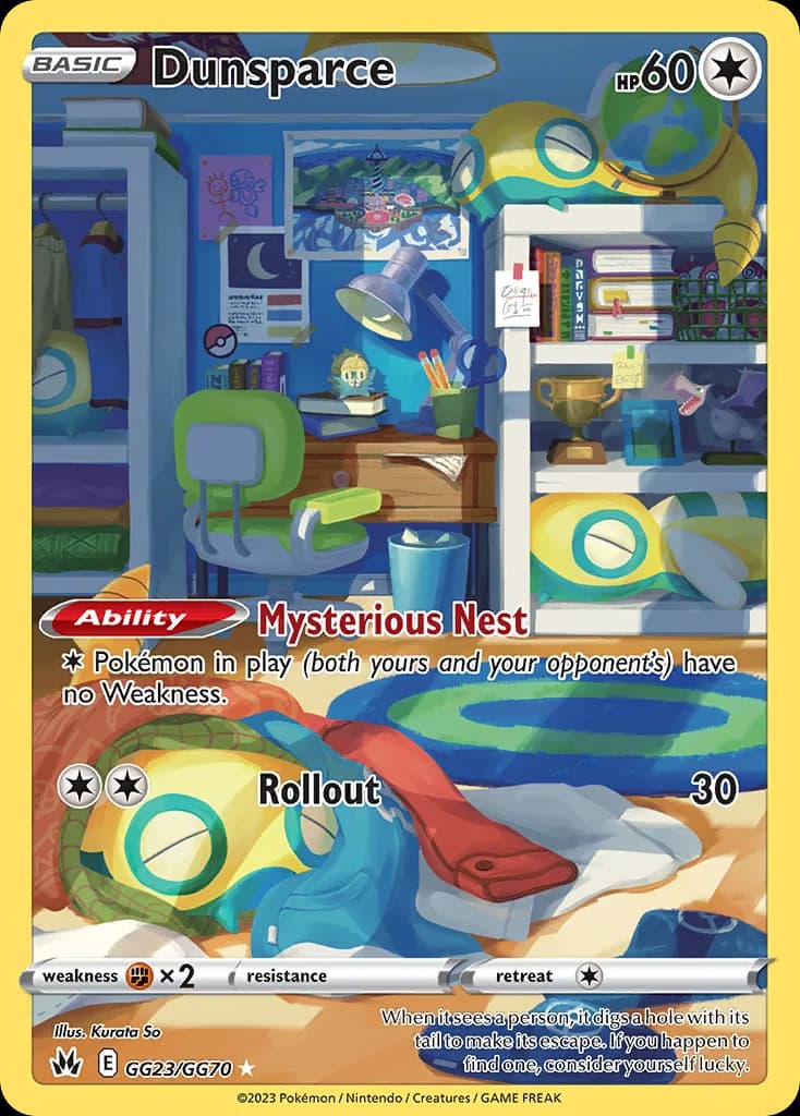Crown Zenith Dunsparce card front, GG23/GG70