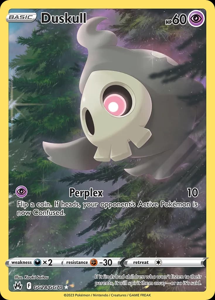 Crown Zenith Duskull card front, GG28/GG70