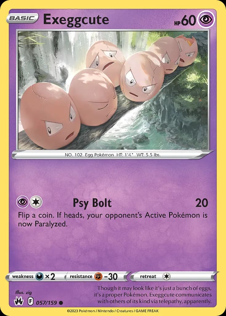 Crown Zenith Exeggcute card front, 57/159