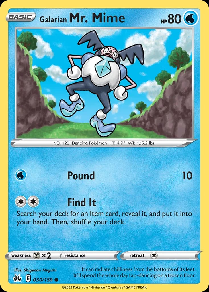 Crown Zenith Galarian Mr. Mime card front, 30/159