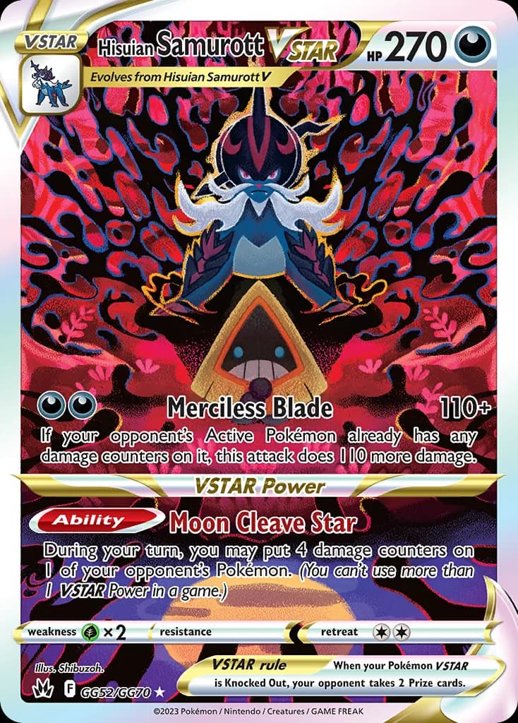 Crown Zenith Hisuian Samurott VSTAR card front, GG52/GG70