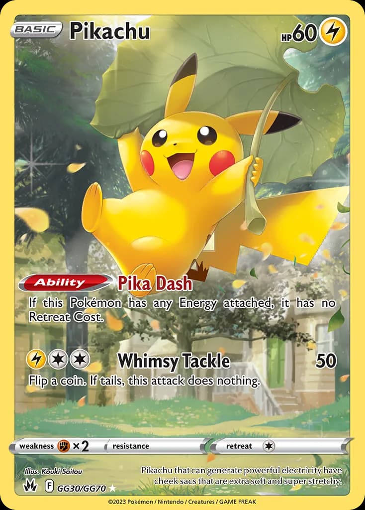 Crown Zenith Galarian Gallery Pikachu card front, GG30