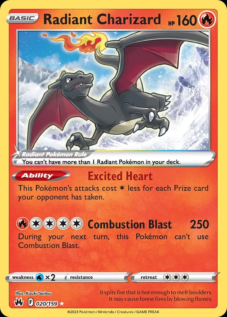 Crown Zenith Radiant Charizard card front, 20/159