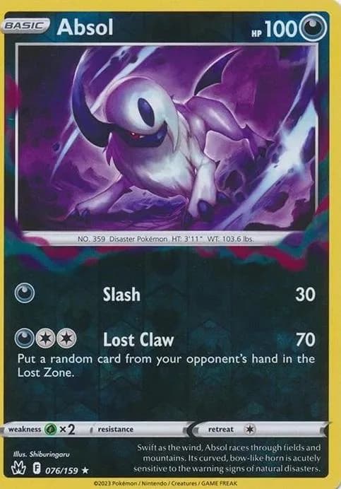 Absol reverse holo card front, Crown Zenith 76/159