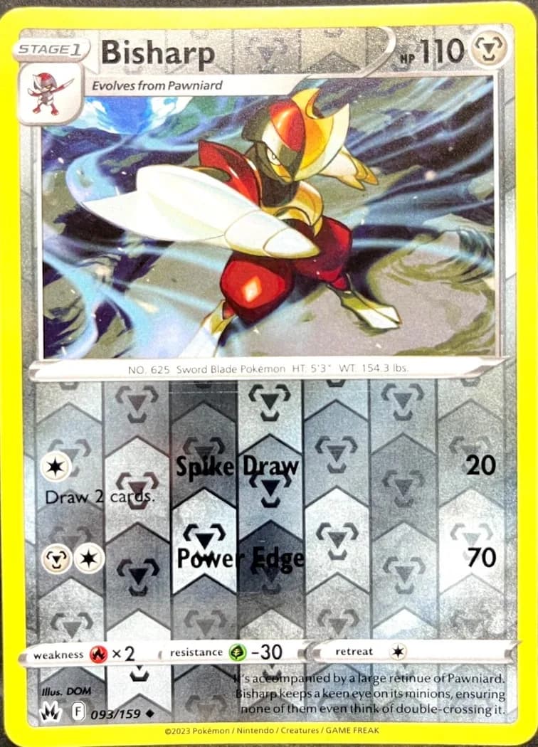 Bisharp reverse holo card front, Crown Zenith 93/159