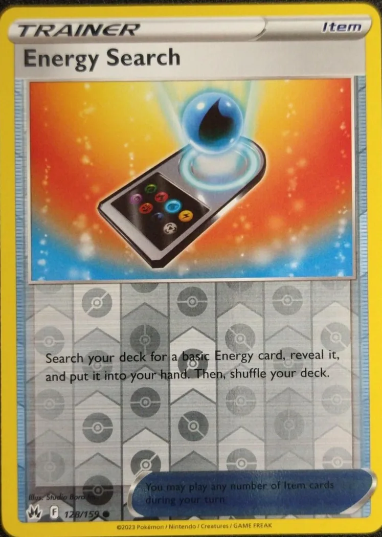 Energy Search reverse holo card front, Crown Zenith 128/159