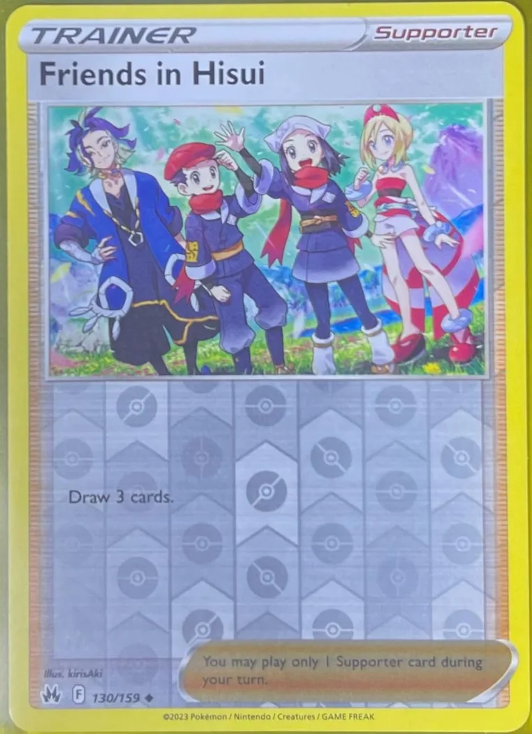 Friends in Hisui reverse holo card front, Crown Zenith 130/159