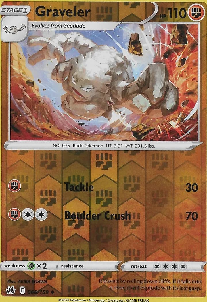 Graveler reverse holo card front, Crown Zenith 68/159