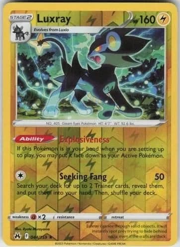 Luxray reverse holo card front, Crown Zenith 44/159