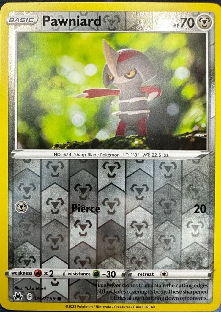 Pawniard reverse holo card front, Crown Zenith 92/159