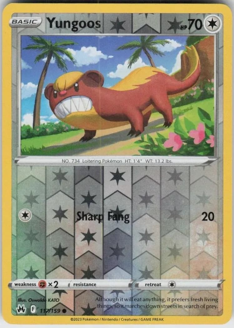 Yungoos reverse holo card front, Crown Zenith 117/159