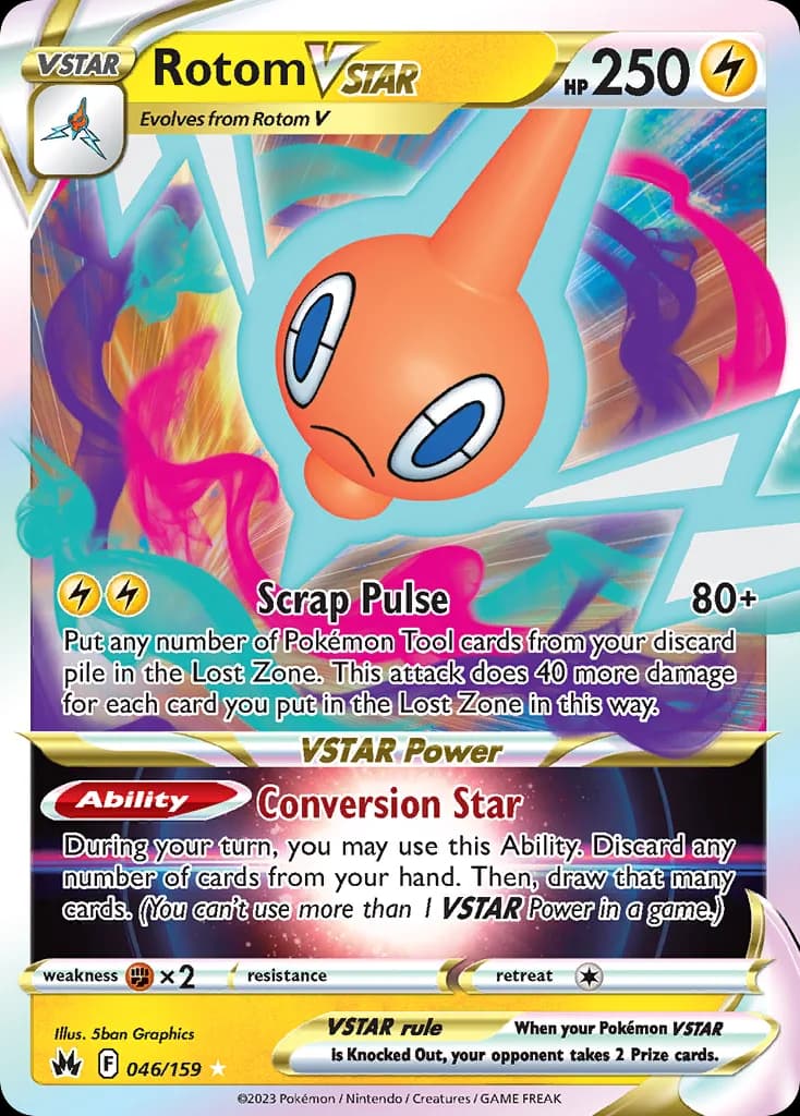 Rotom VSTAR card front, Crown Zenith 46/159