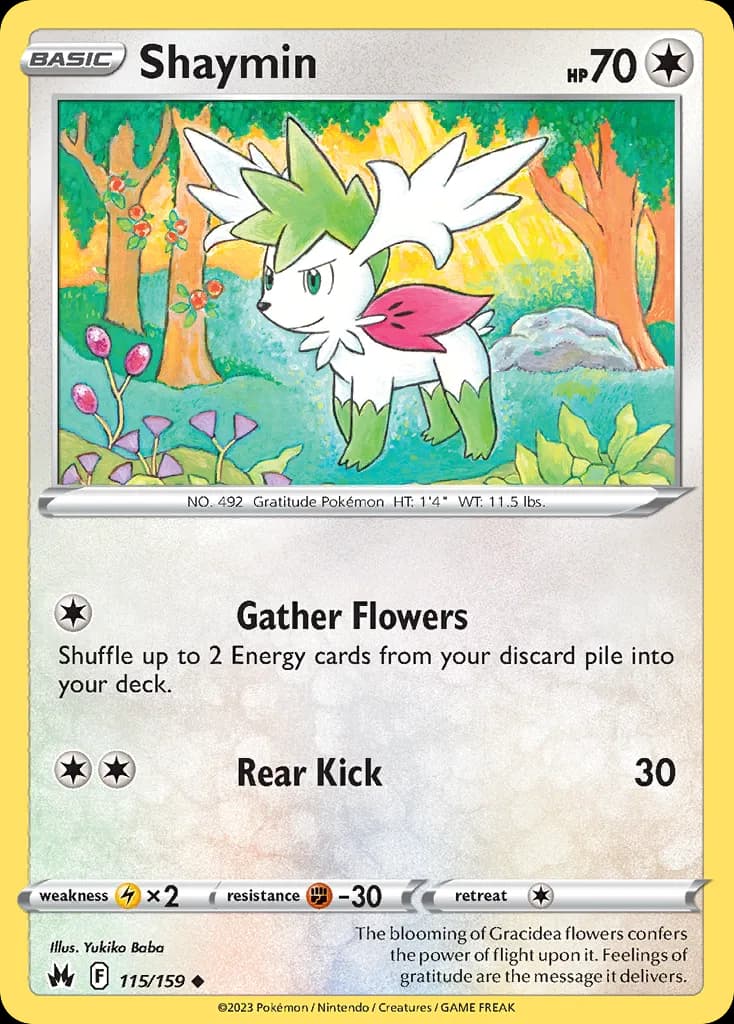 Shaymin card front, Crown Zenith 115/159