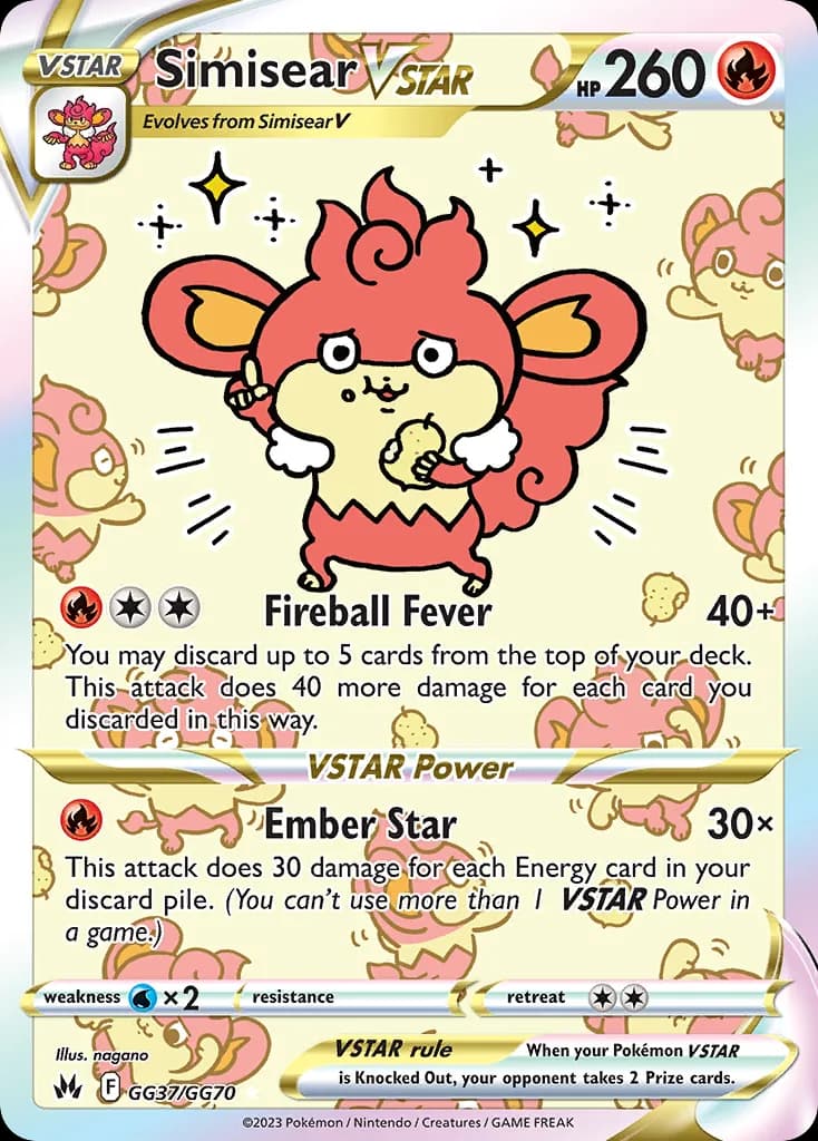 Crown Zenith Simisear VSTAR card front, GG37/GG70