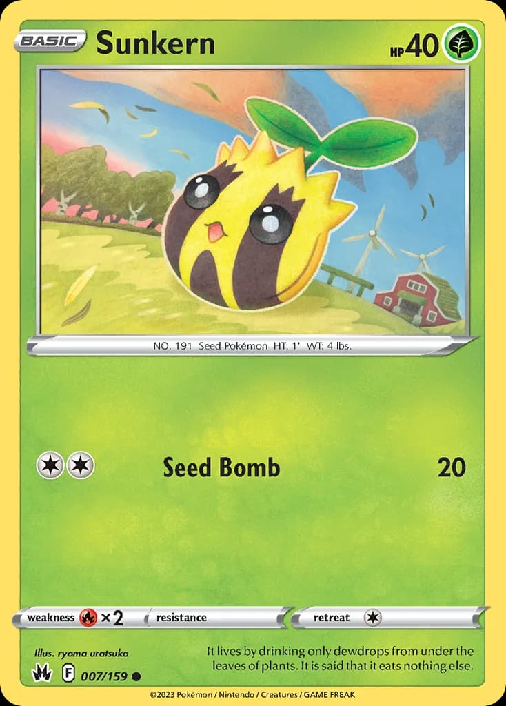 Crown Zenith Sunkern card front, 7/159