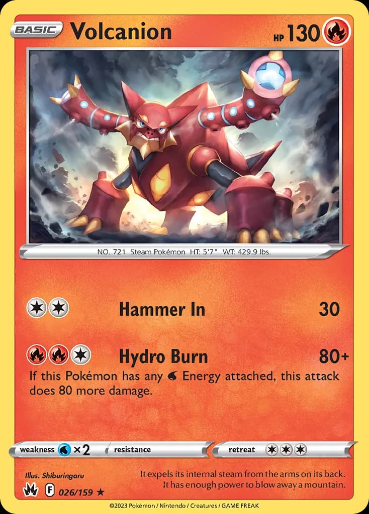 Crown Zenith Volcanion card front, 26/159