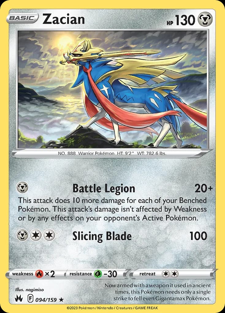 Crown Zenith Zacian card front, 94/159