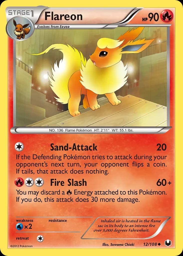 Dark Explorers Flareon card front, 12/108