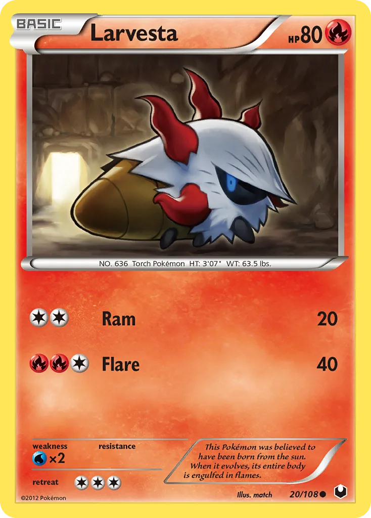 Dark Explorers Larvesta card front, 20/108
