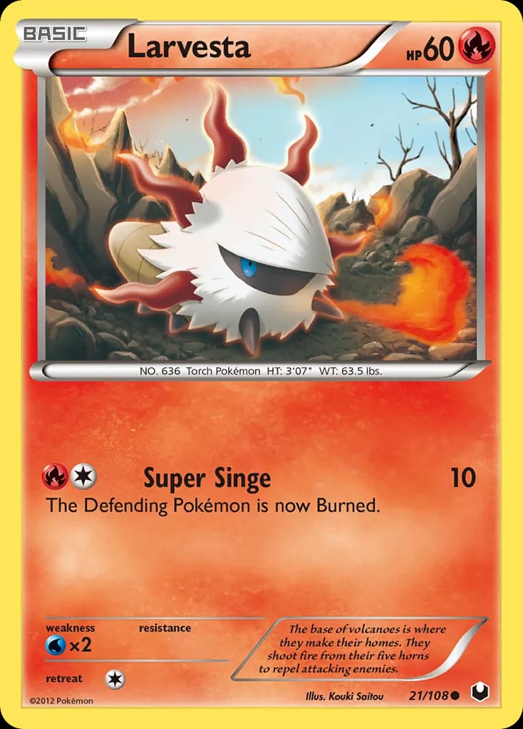 Dark Explorers Larvesta card front, 21/108