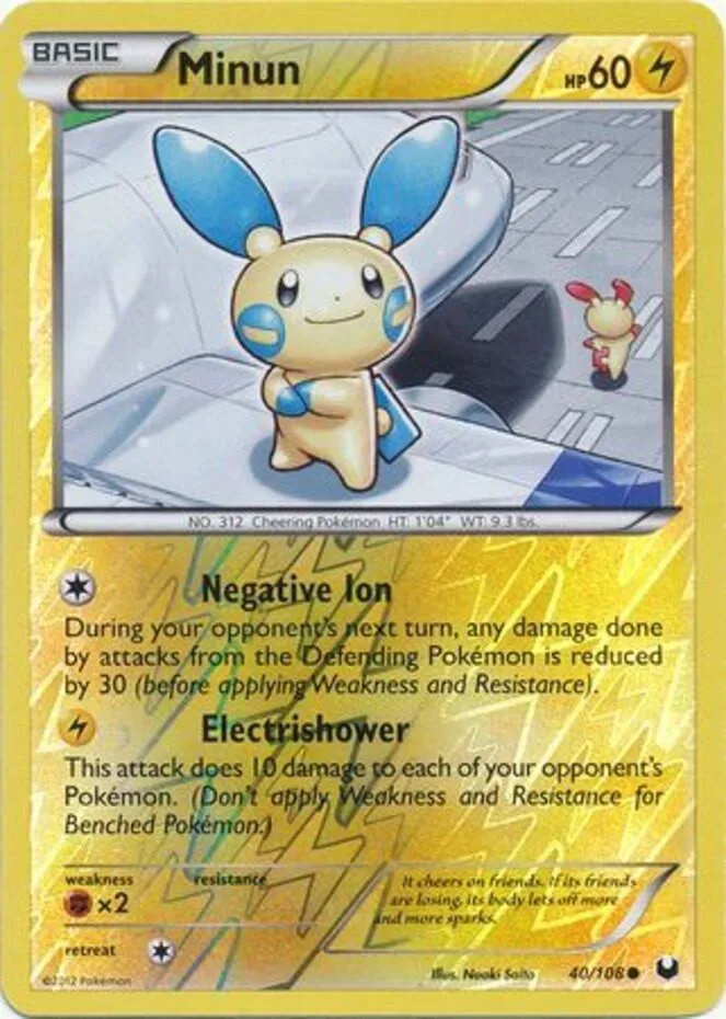 Minun reverse holo card front, Dark Explorers 40/108