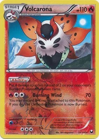 Volcarona reverse holo card front, Dark Explorers 22/108
