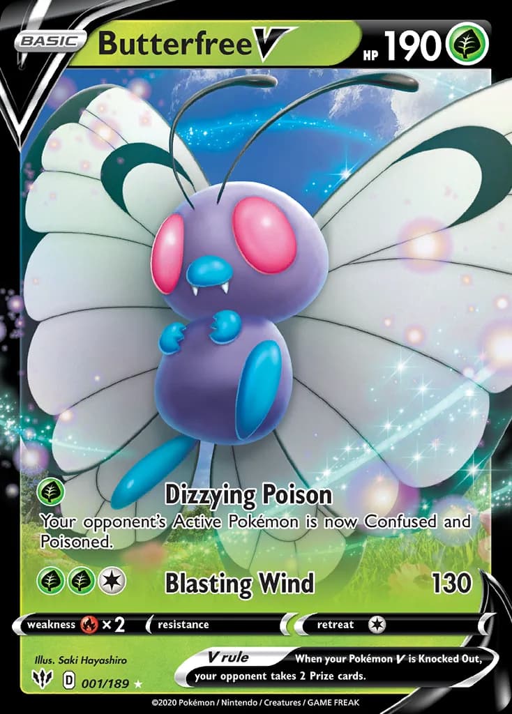 Darkness Ablaze Butterfree V card front, 1/189