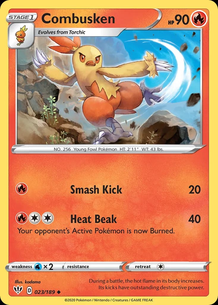 Darkness Ablaze Combusken card front, 23/189