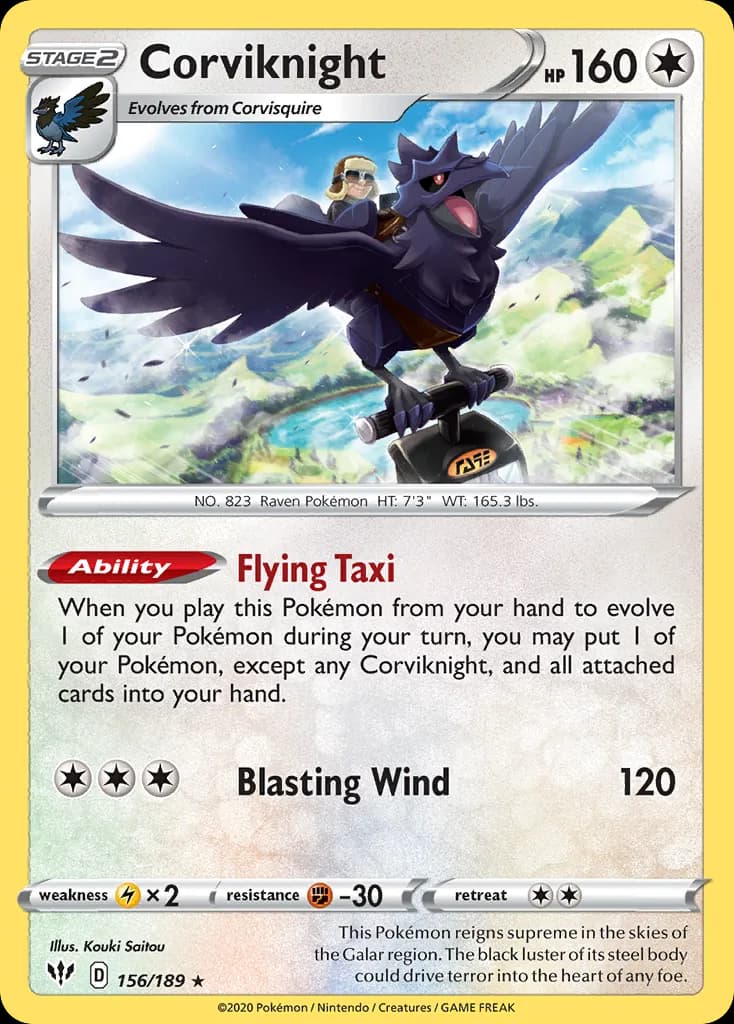 Corviknight card front, Darkness Ablaze 156/189