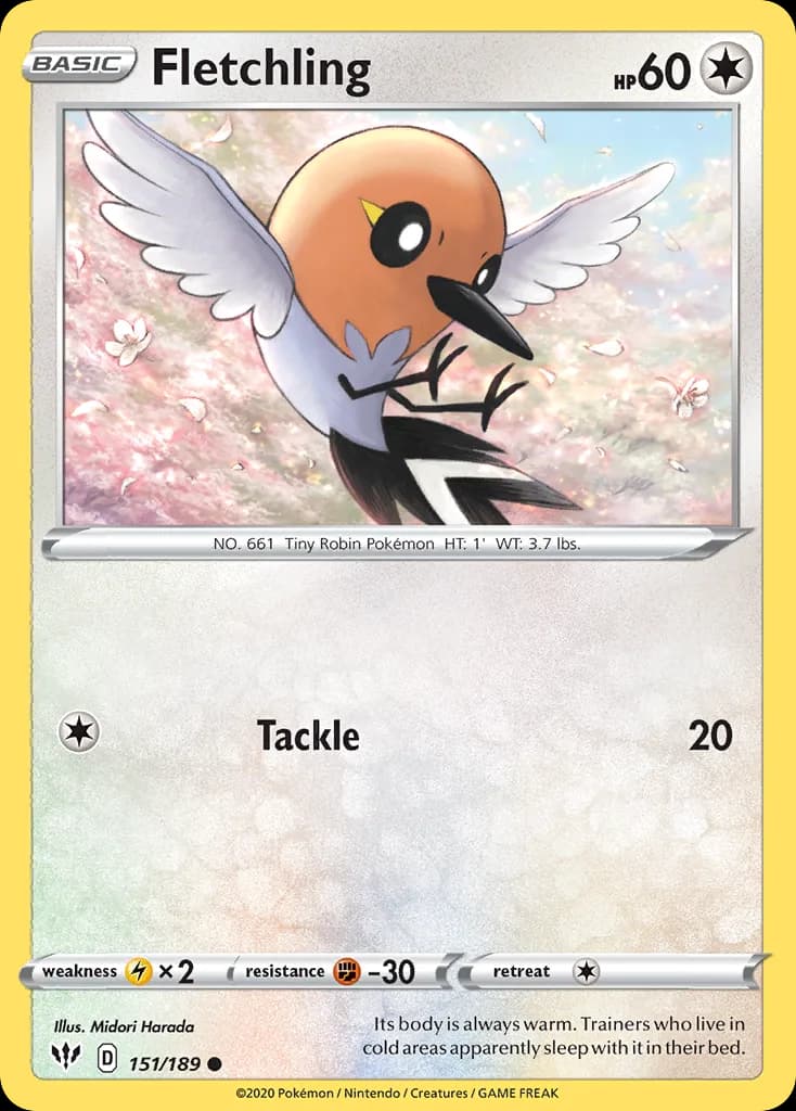 Darkness Ablaze Fletchling card front, 151/189