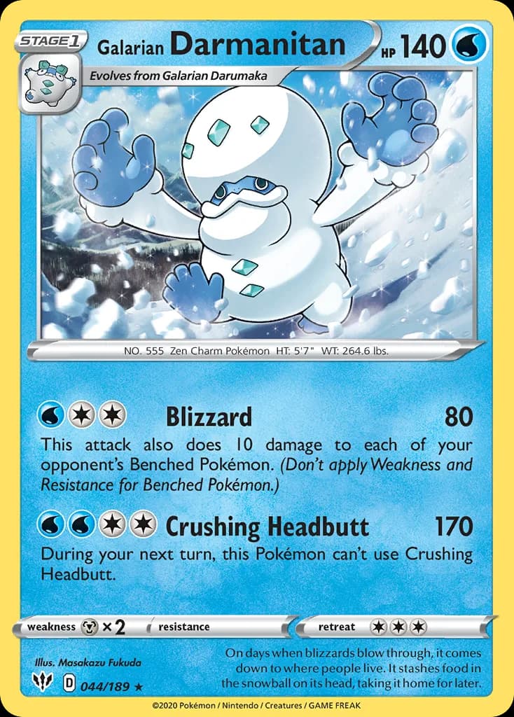 Darkness Ablaze Galarian Darmanitan card front, 44/189