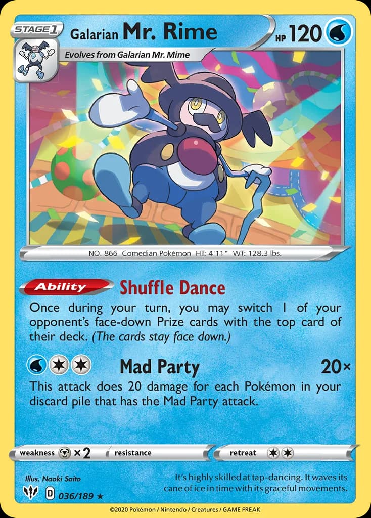 Darkness Ablaze Galarian Mr. Rime card front, 36/189