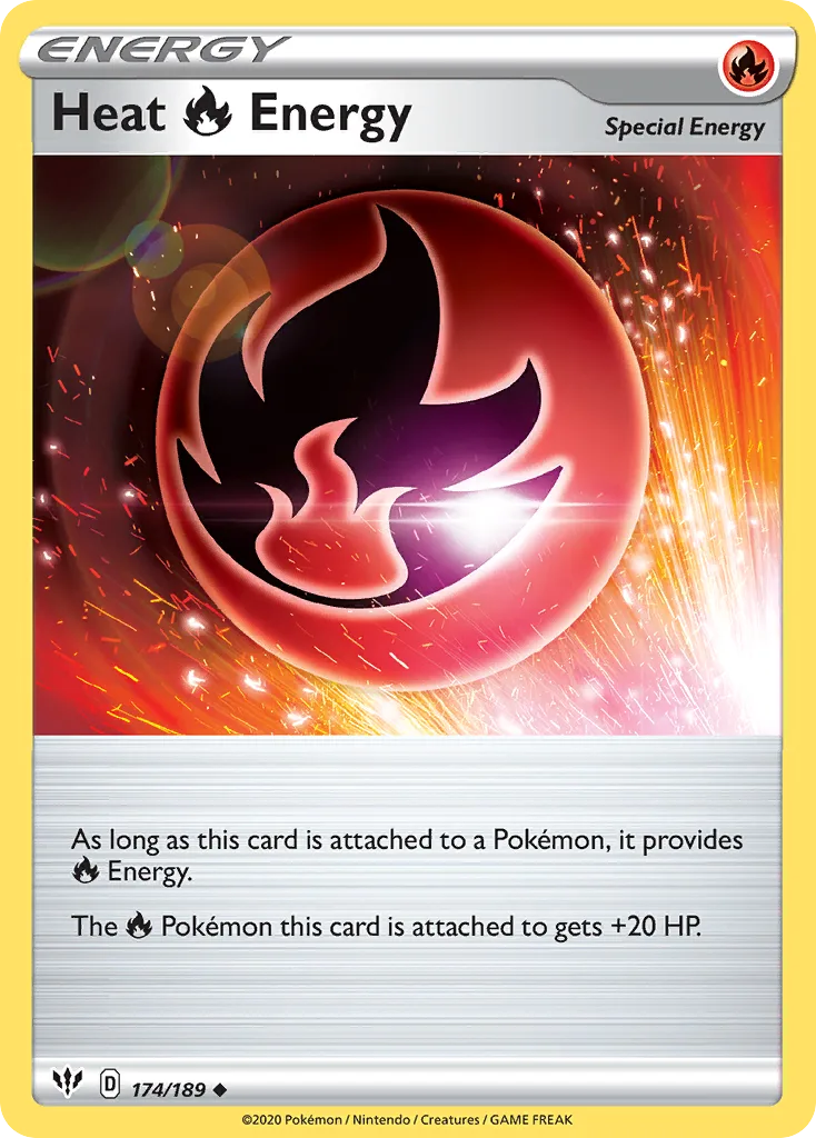 Darkness Ablaze Heat Fire Energy card front, 174/189