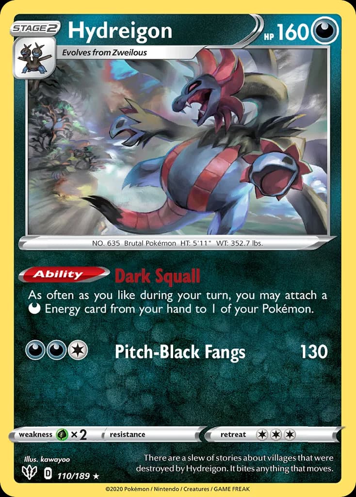 Hydreigon card front, Darkness Ablaze 110/189