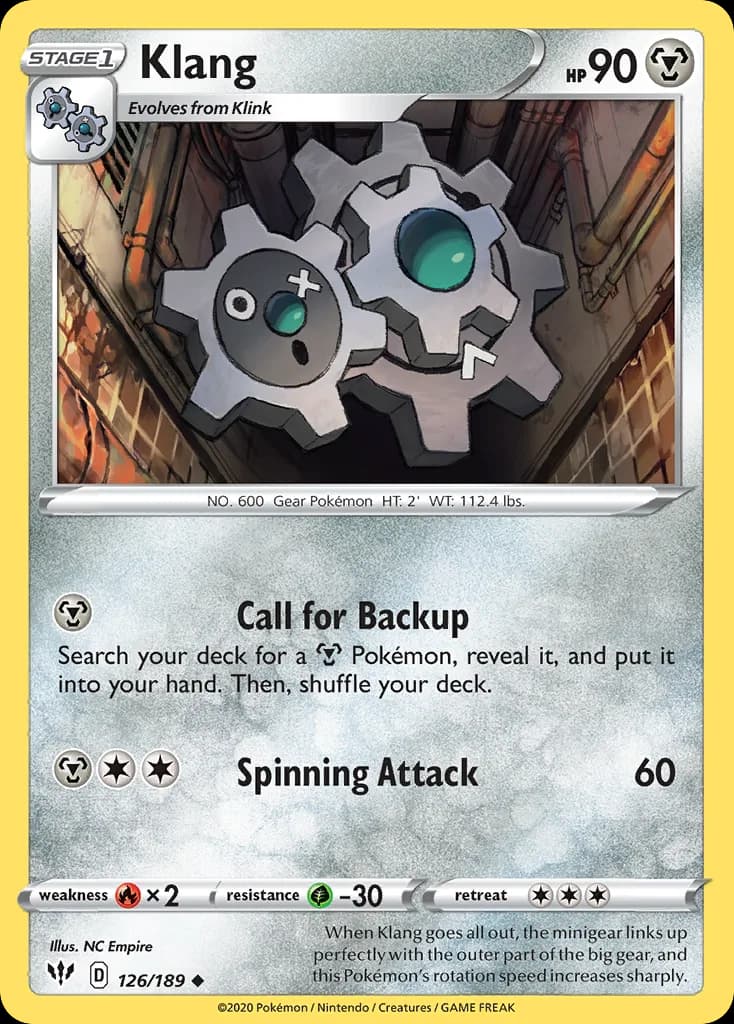 Klang, Darkness Ablaze 126/189, English non-holo base-card reference; reverse-holo finish is not shown