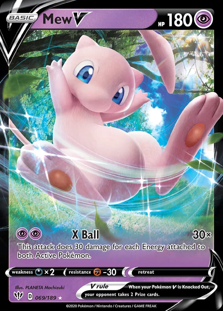 Mew V card front, Darkness Ablaze 69/189