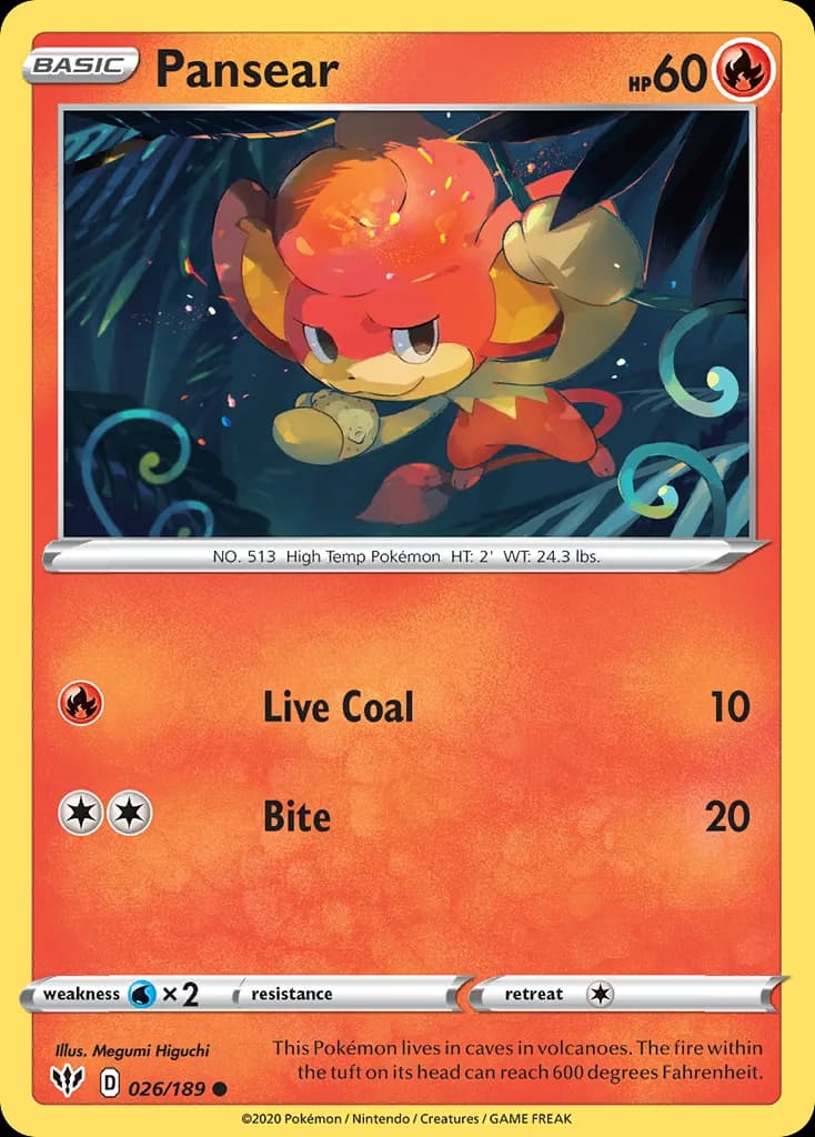 Darkness Ablaze Pansear card front, 26/189