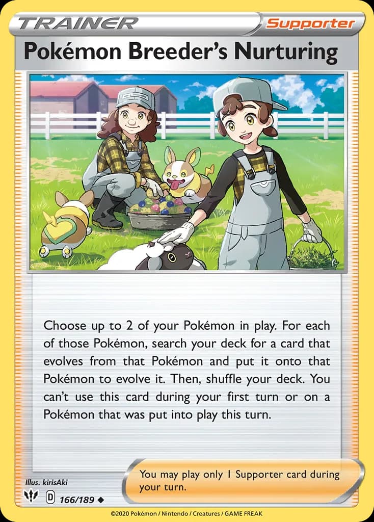 Darkness Ablaze Pokémon Breeder's Nurturing card front, 166/189