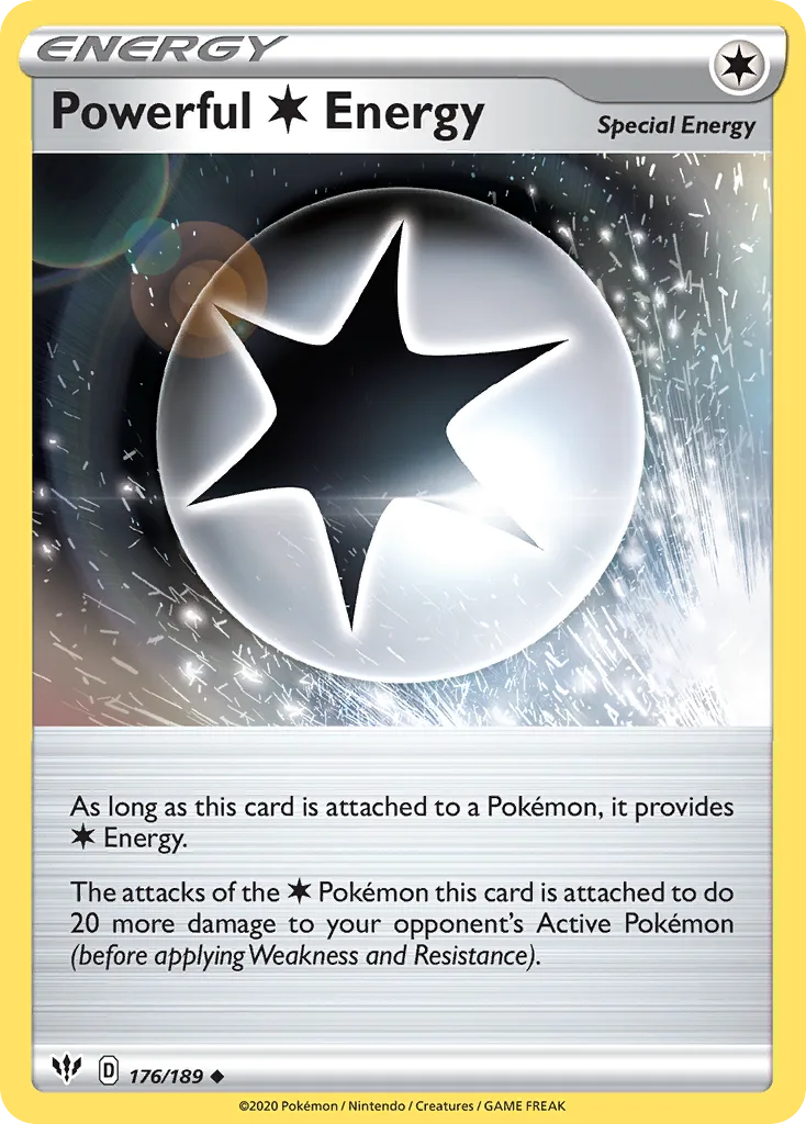 Darkness Ablaze Powerful Colorless Energy card front, 176/189