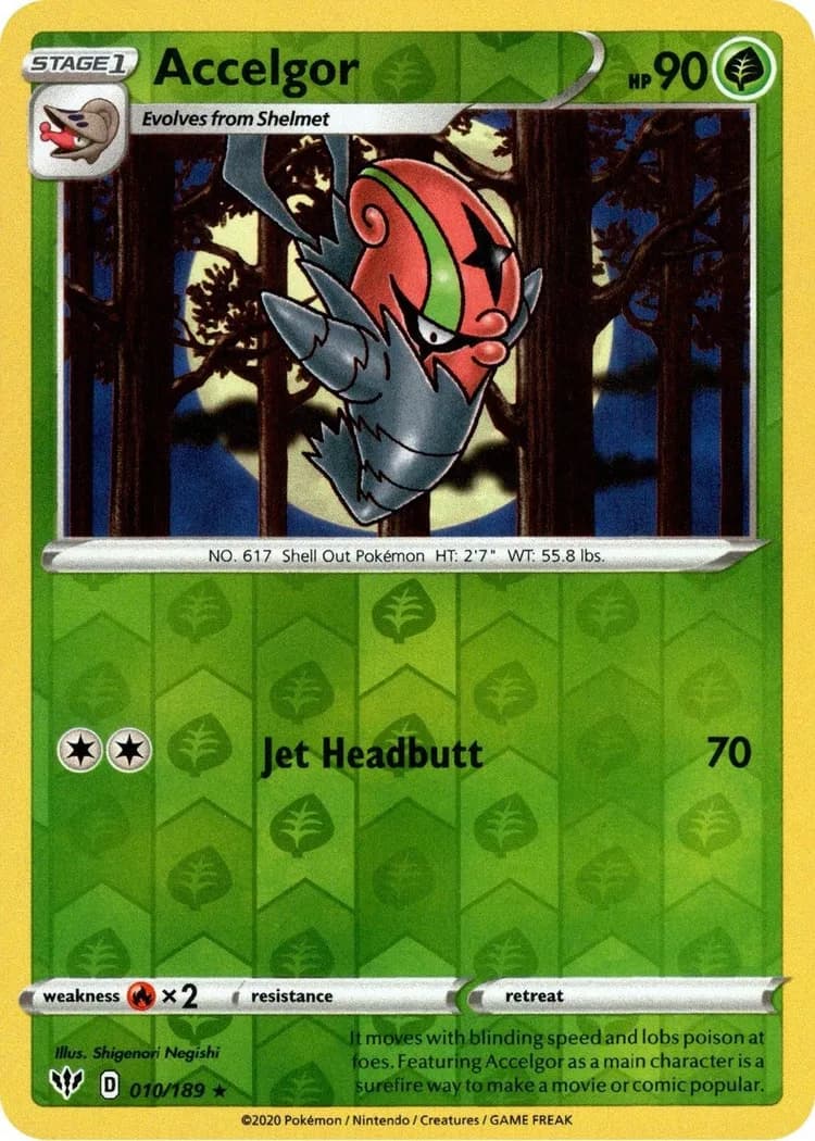 Accelgor reverse holo card front, Darkness Ablaze 10/189