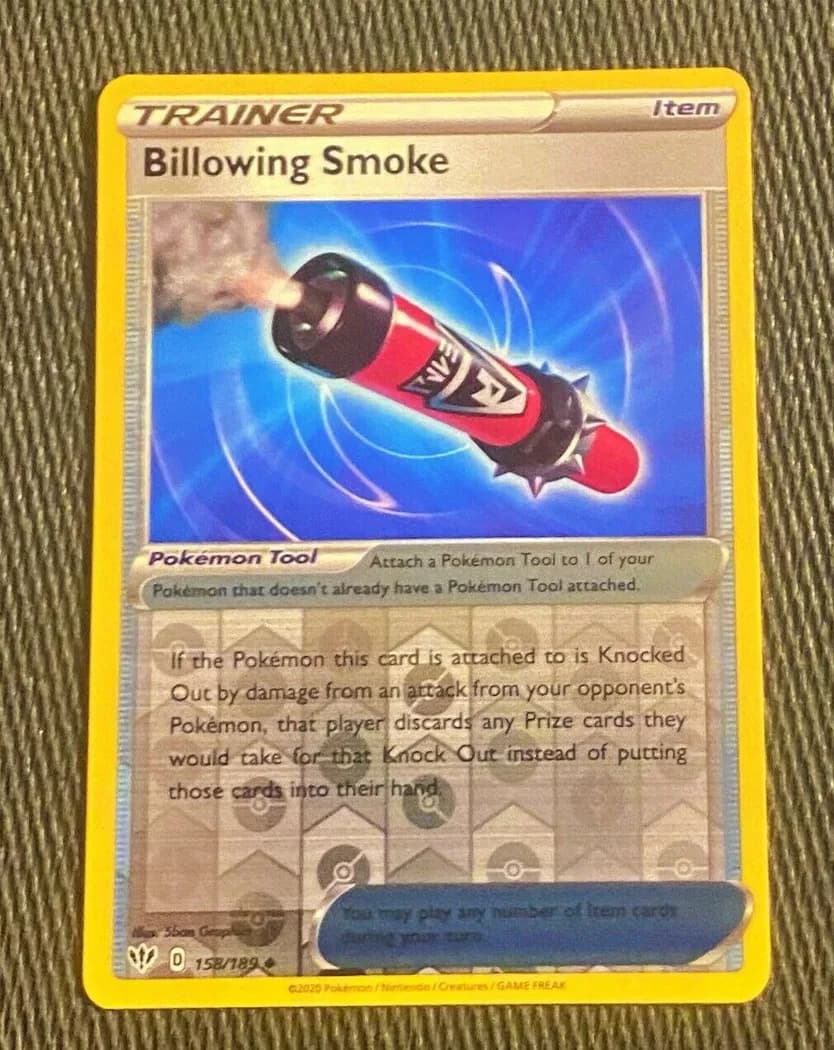 Billowing Smoke reverse holo card front, Darkness Ablaze 158/189