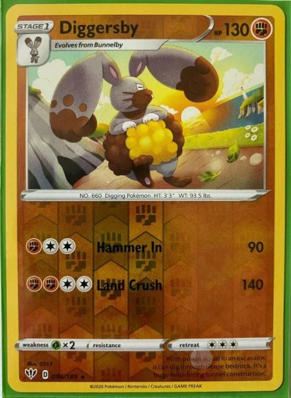Diggersby reverse holo card front, Darkness Ablaze 96/189