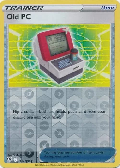 Old PC reverse holo card front, Darkness Ablaze 164/189