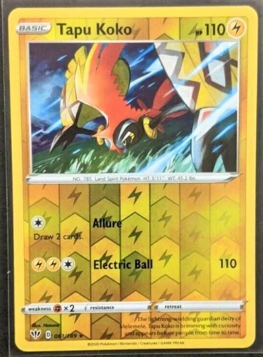 Tapu Koko reverse holo card front, Darkness Ablaze 61/189