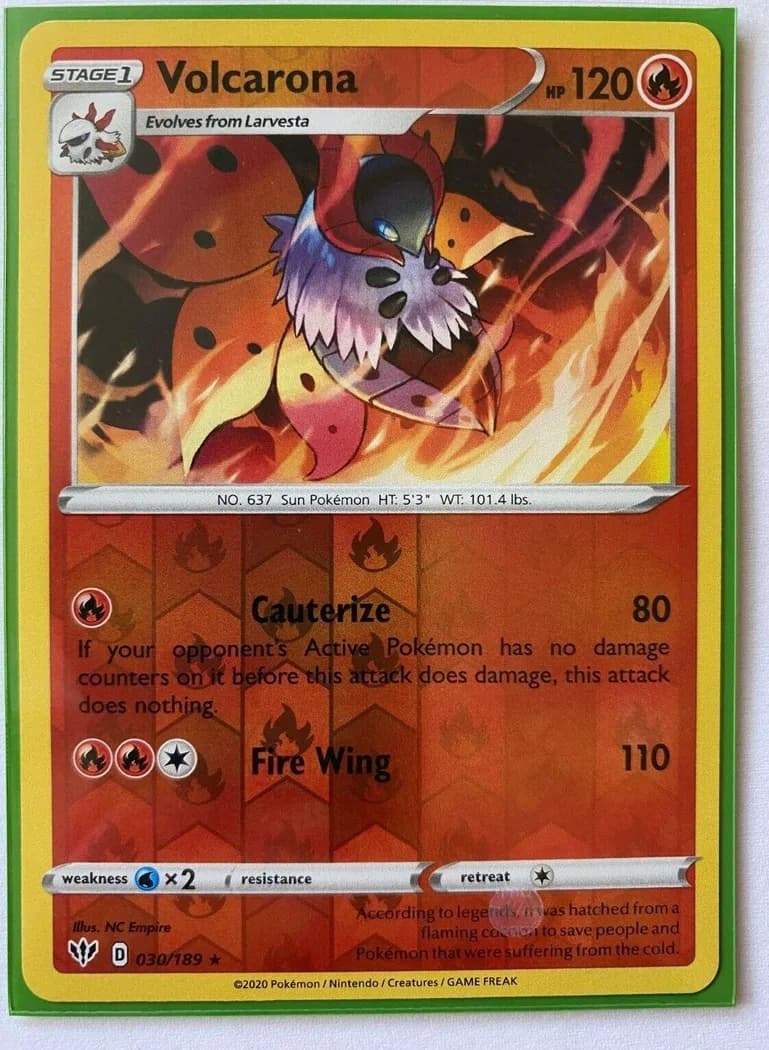 Volcarona reverse holo card front, Darkness Ablaze 30/189