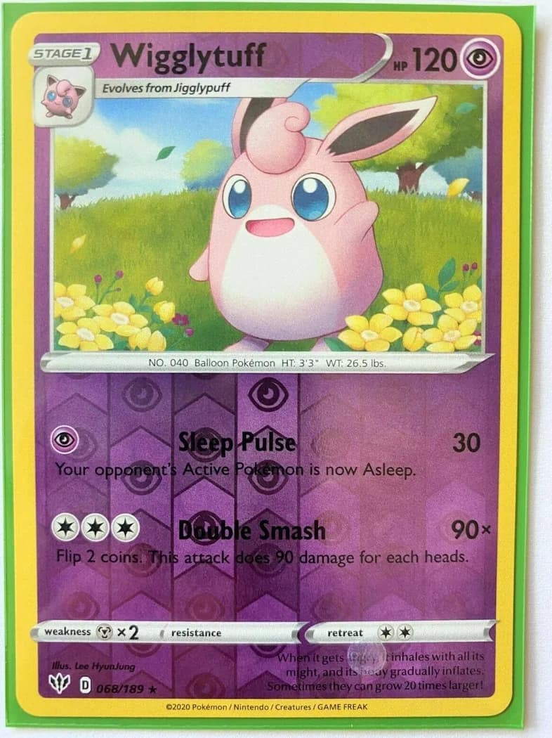 Wigglytuff reverse holo card front, Darkness Ablaze 68/189