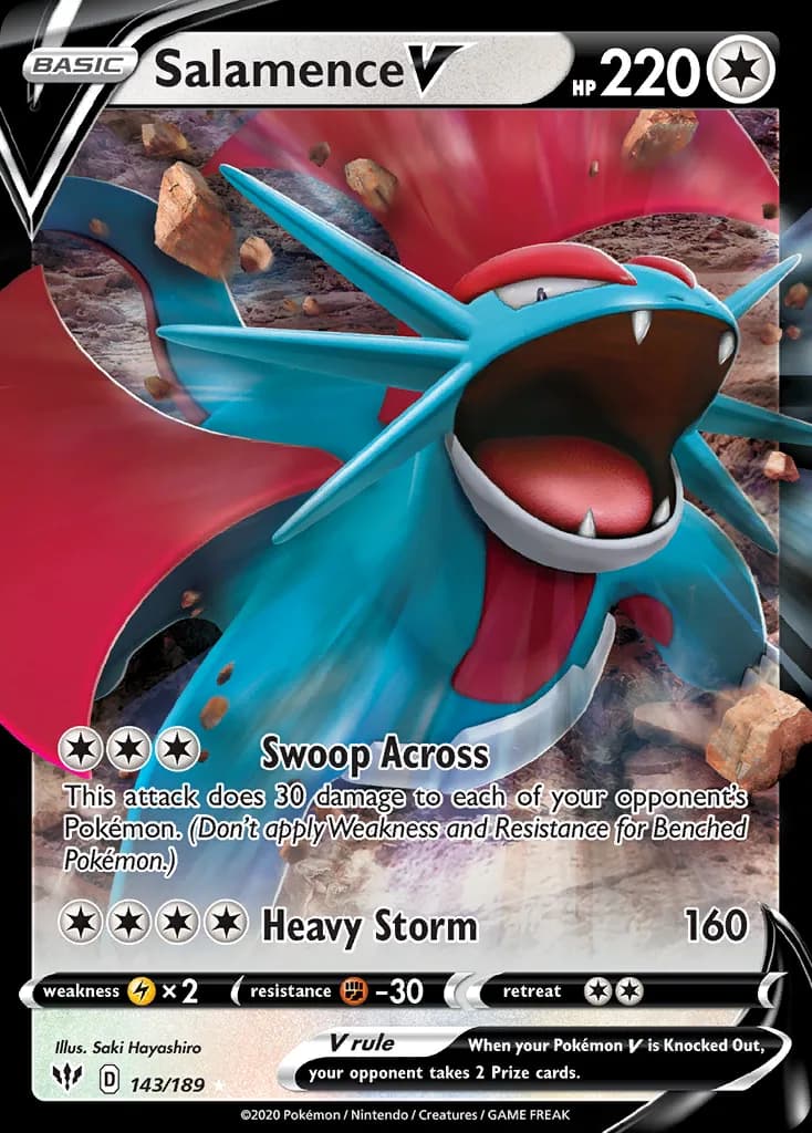 Salamence V card front, Darkness Ablaze 143/189