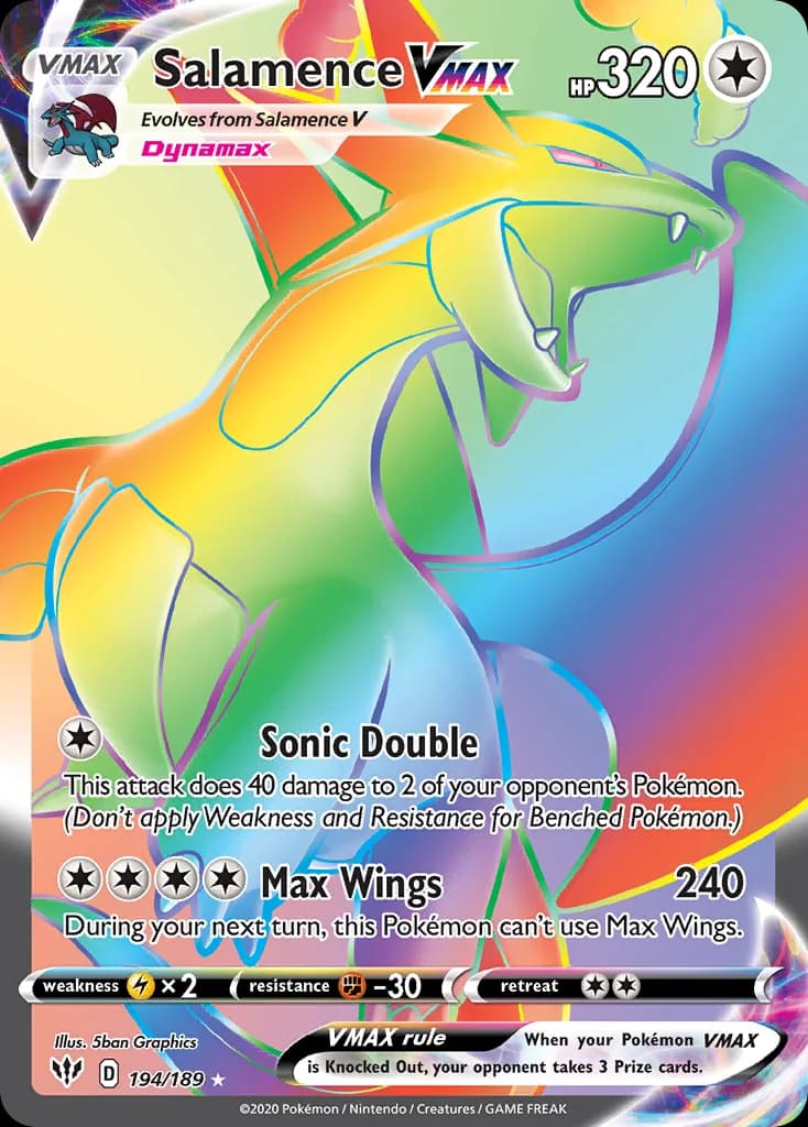 Salamence VMAX card front, Darkness Ablaze 194/189