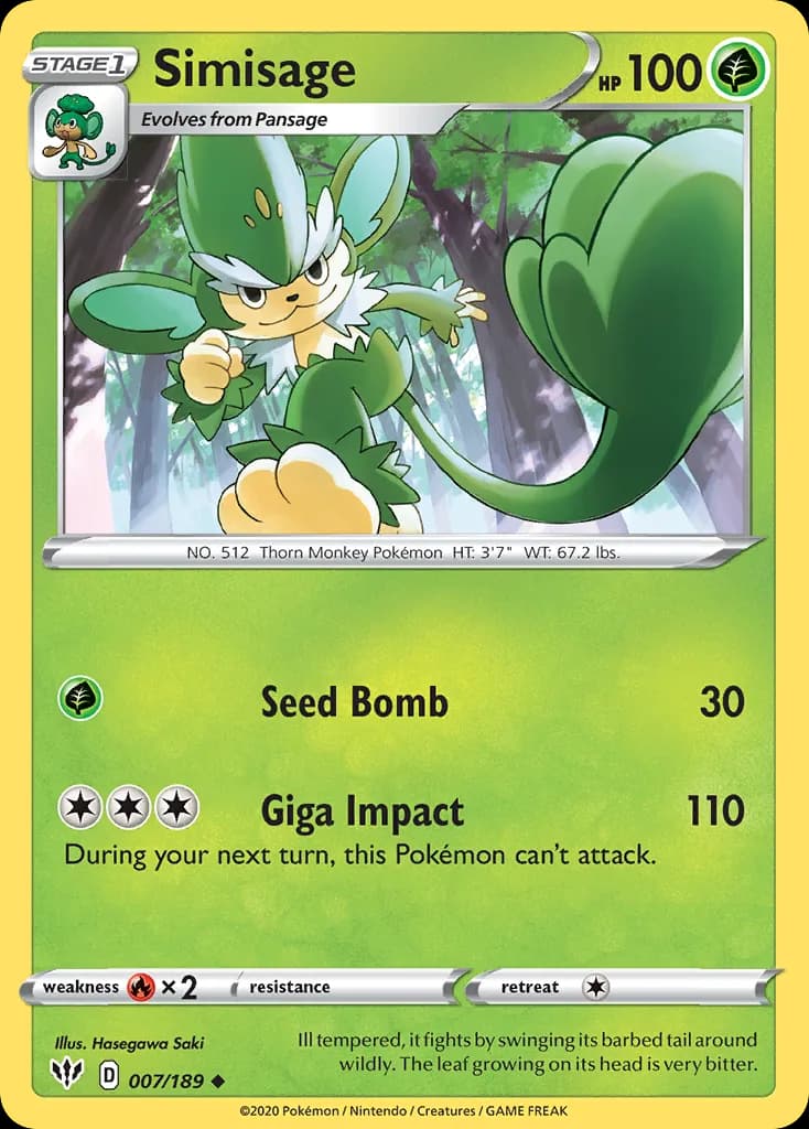 Darkness Ablaze Simisage card front, 7/189